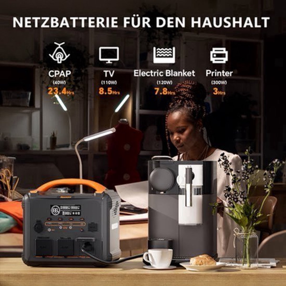 Powerstation – Draagbare Generator – Mobiele Energiecentrale – Noodstroomvoorziening – Zonne-energiegenerator – LiMnFePO4 Batterij – 3x 1200W AC Uitgangen – Snelle Oplaadtijd 1,2 Uur