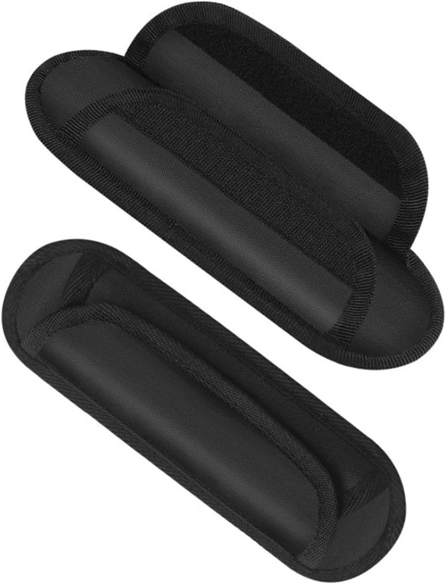 Set van 2 Zachte Schouderriem Kussens voor Reis- en Laptoptassen, Verstelbare en Antislip Bescherming, Zwart