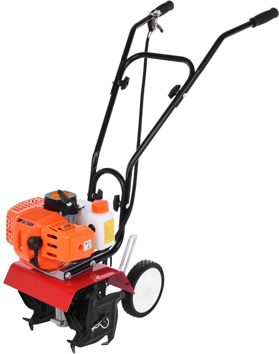 Mini Tuin Cultivator met 52cc Motor - Werkdiepte 15 cm - Oranje