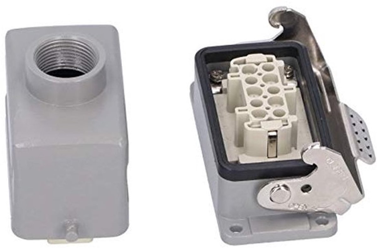 Heavy-duty Rechthoekige Luchtvaartconnector AC/DC 500V 16A, 10-pins Aansluitblok met één Knop voor Waterdichte Luchtvaartstopcontactdoos