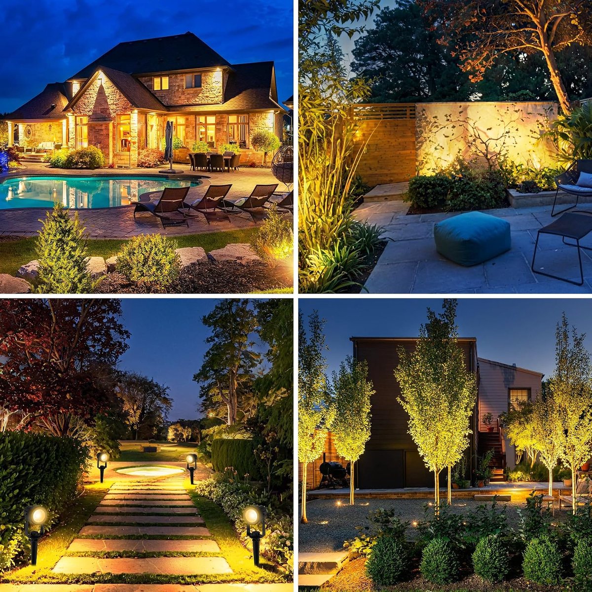 LED Tuinverlichting met Grondpen 10-in-1 - 3000K Warm Witte Tuinspots met 25 m Adapterkabel - IP65 Waterdicht voor Tuin, Gazon en Oprit