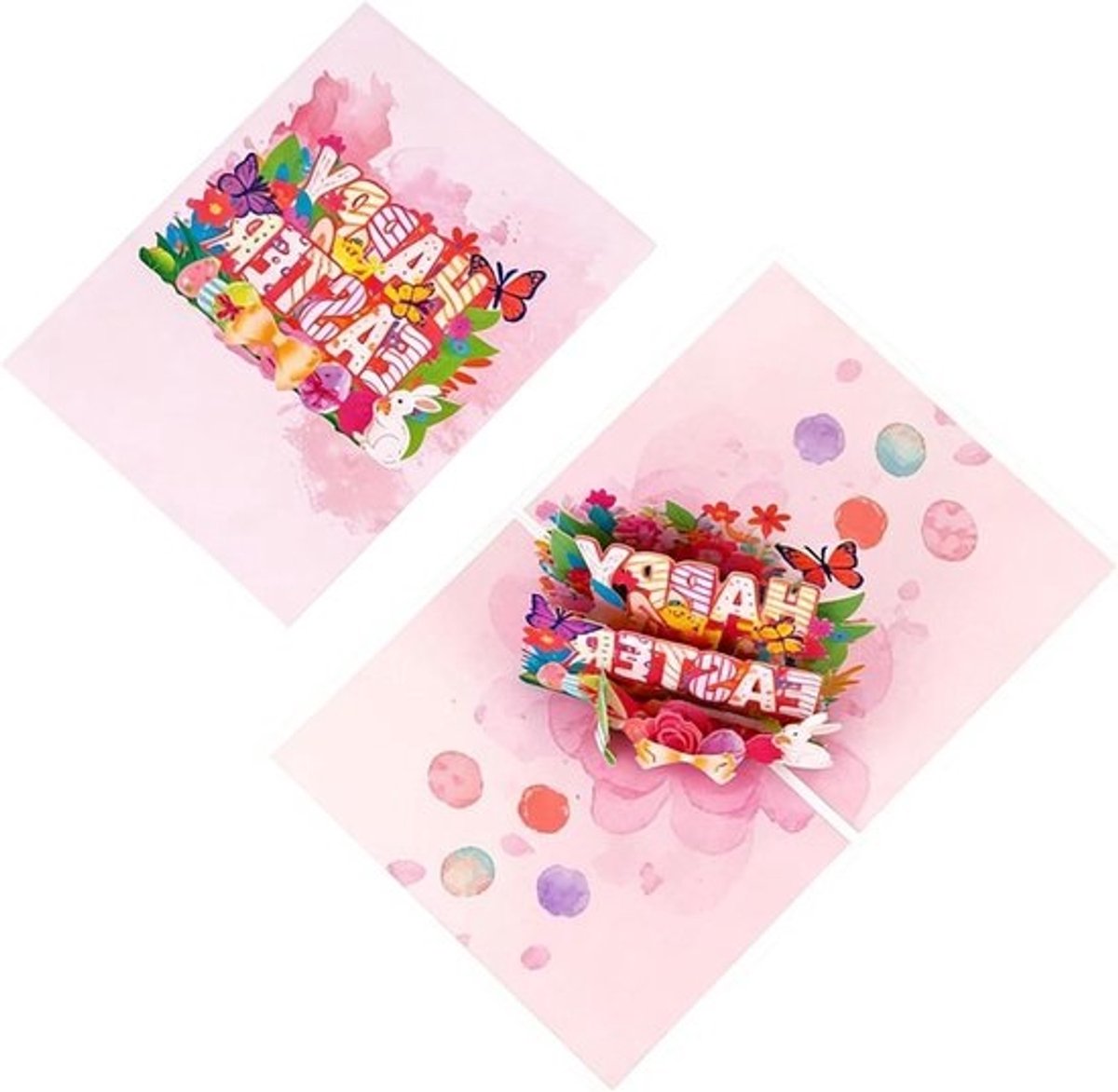 Paaskaart 3D - Wenskaart Pop-up kaart - Dankbaarheid uiten - Ingewikkeld 3D-ontwerp - 21 x 16 cm - Multicolor