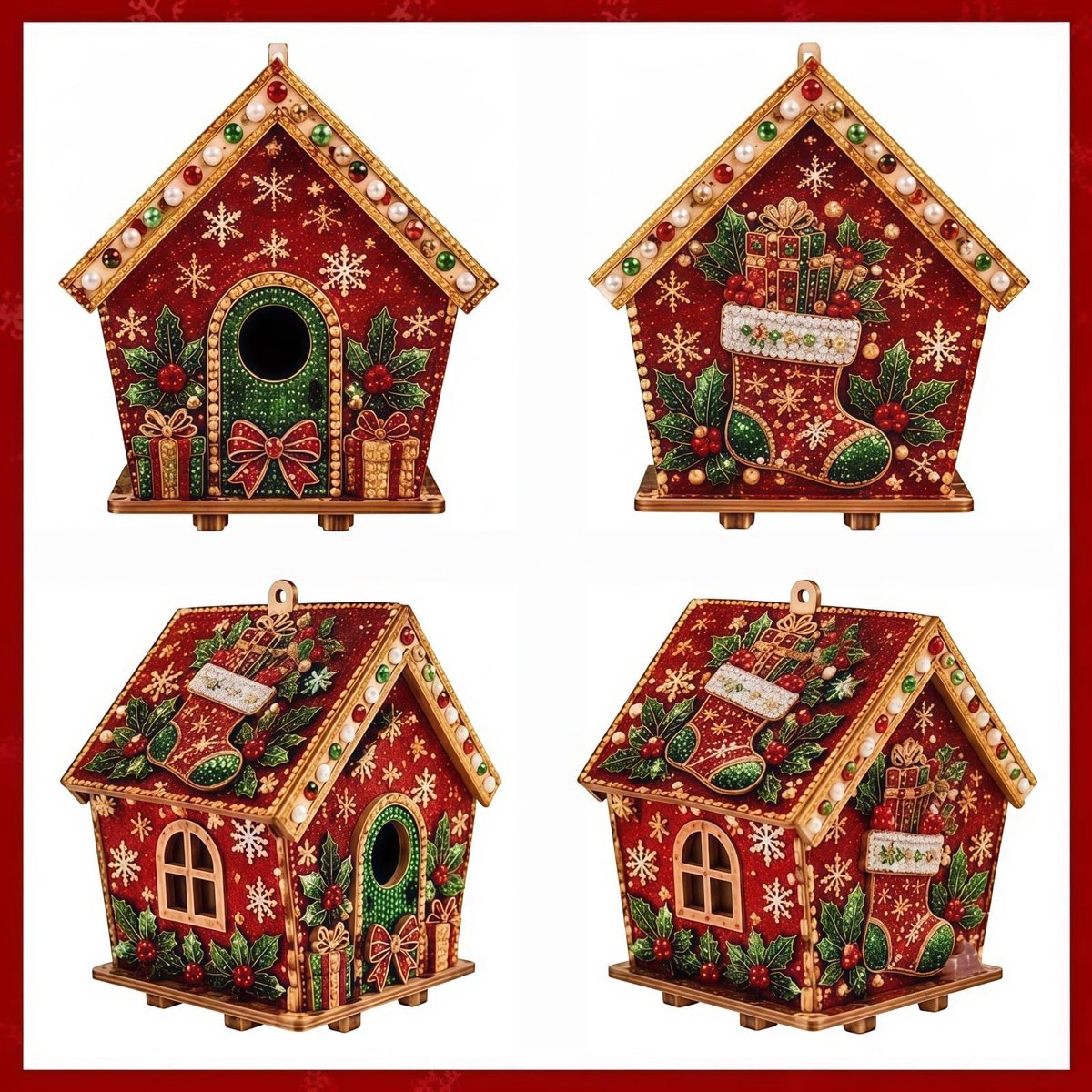DIY Houten Huis Parel Art Craft Kit - Kerstdecoratie