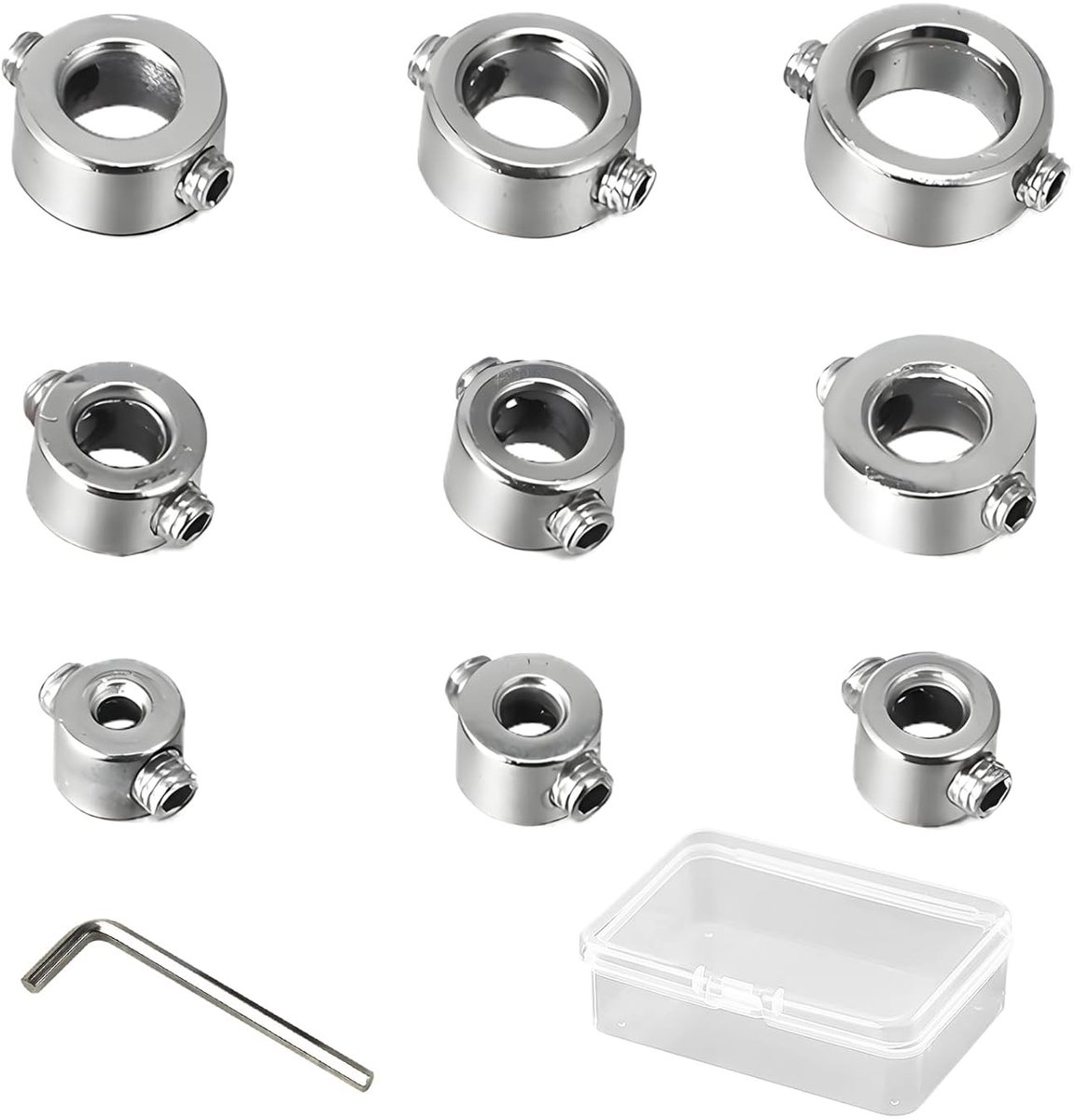 Diepte-instelringen voor boorset, 9-delig, 3-12 mm, met hex sleutel, boor diepte limiter, verstelbare ringen voor houtbewerking, precisie boren en booraccessoires