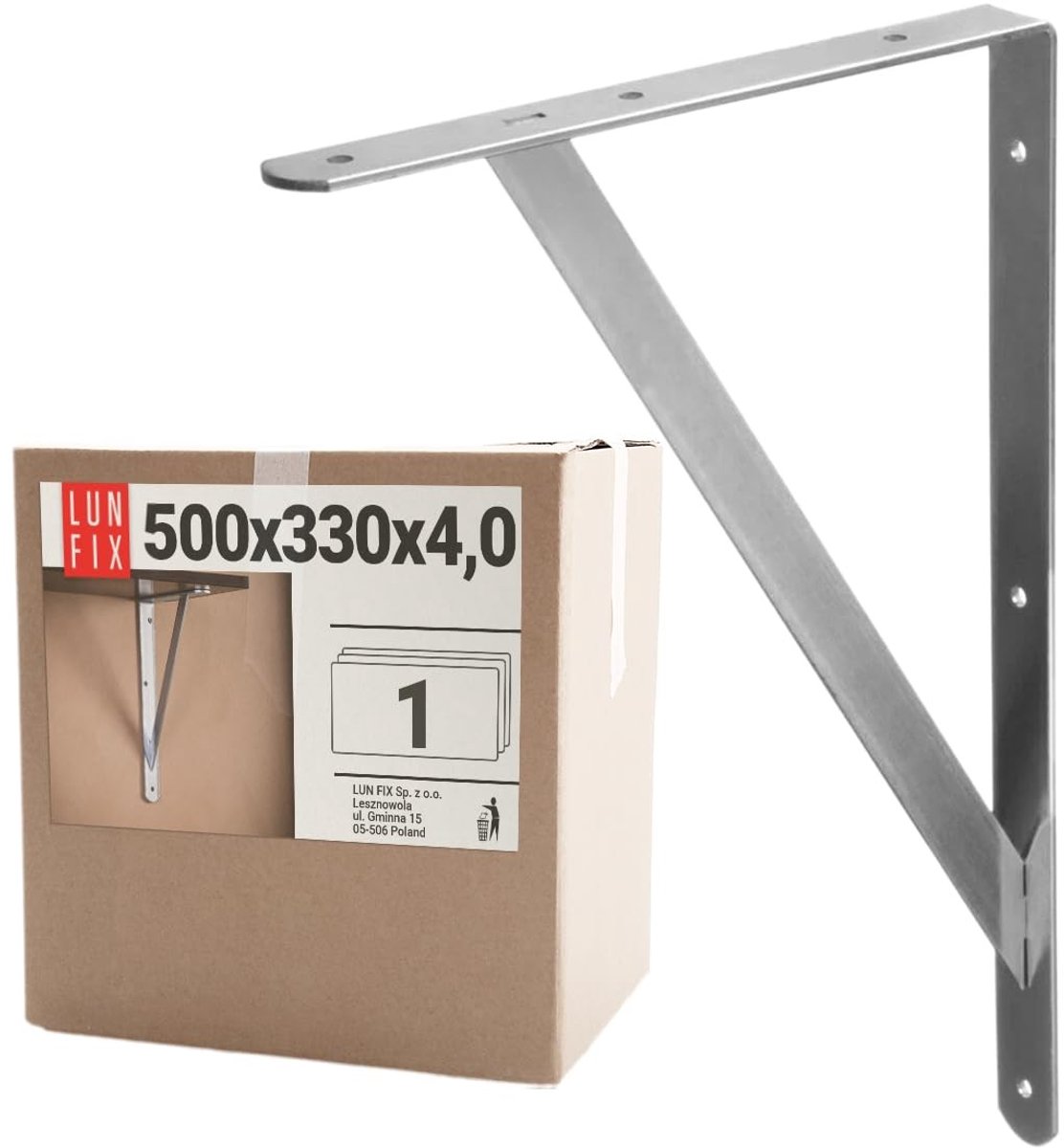 Wandconsole Plankhouder - Stevig Staal - 500 x 330 x 4 mm - Zilver
