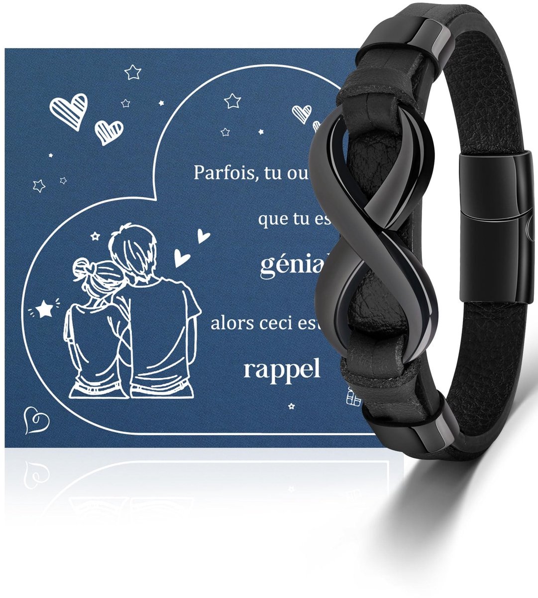 Leren Mannenarmband - Voor Vrienden en Verjaardagen - Zwart