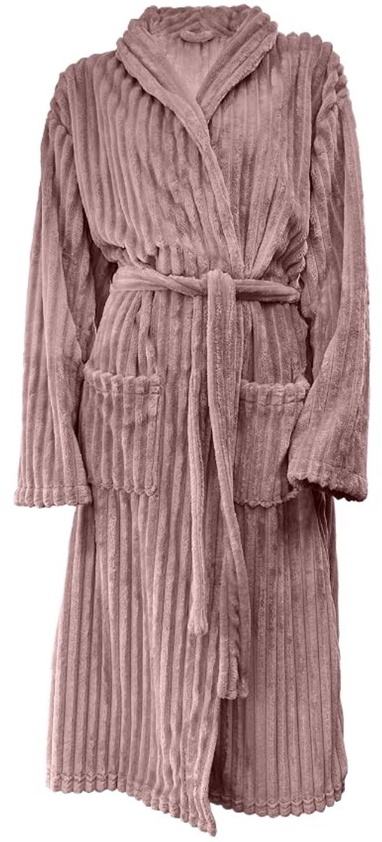 Fleece Badjas Rib Knit - S - oudroze