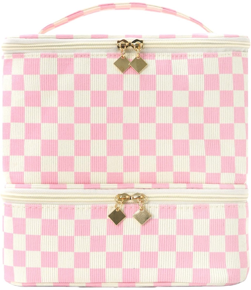 Nagellak Organizer Tas - Houdt 30 Flessen - Roze 2 Lagen