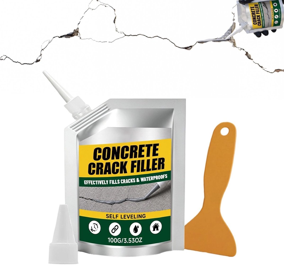 Scheurvuller voor betonreparatie - 100g zelfnivellerende lijmplamuur