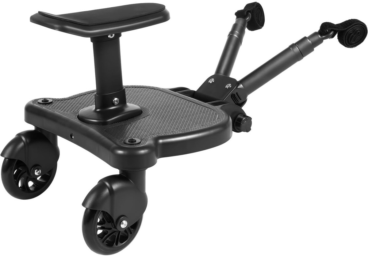 Buggy Board met Stoel - Universeel voor Kinderwagens - Zwart