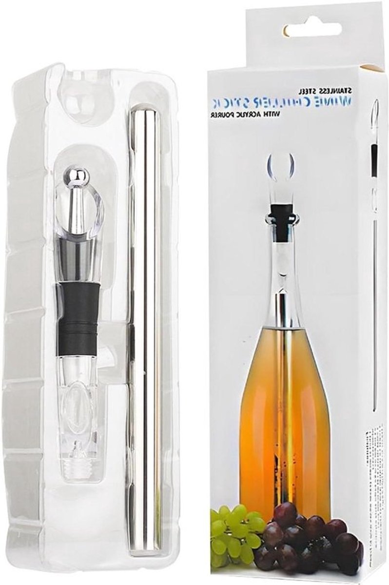 Flessenkoeler Wijn - Wijnkoeler Staaf - Wijn Koelen - Snelle Temperatuur - 154 g - Zilver