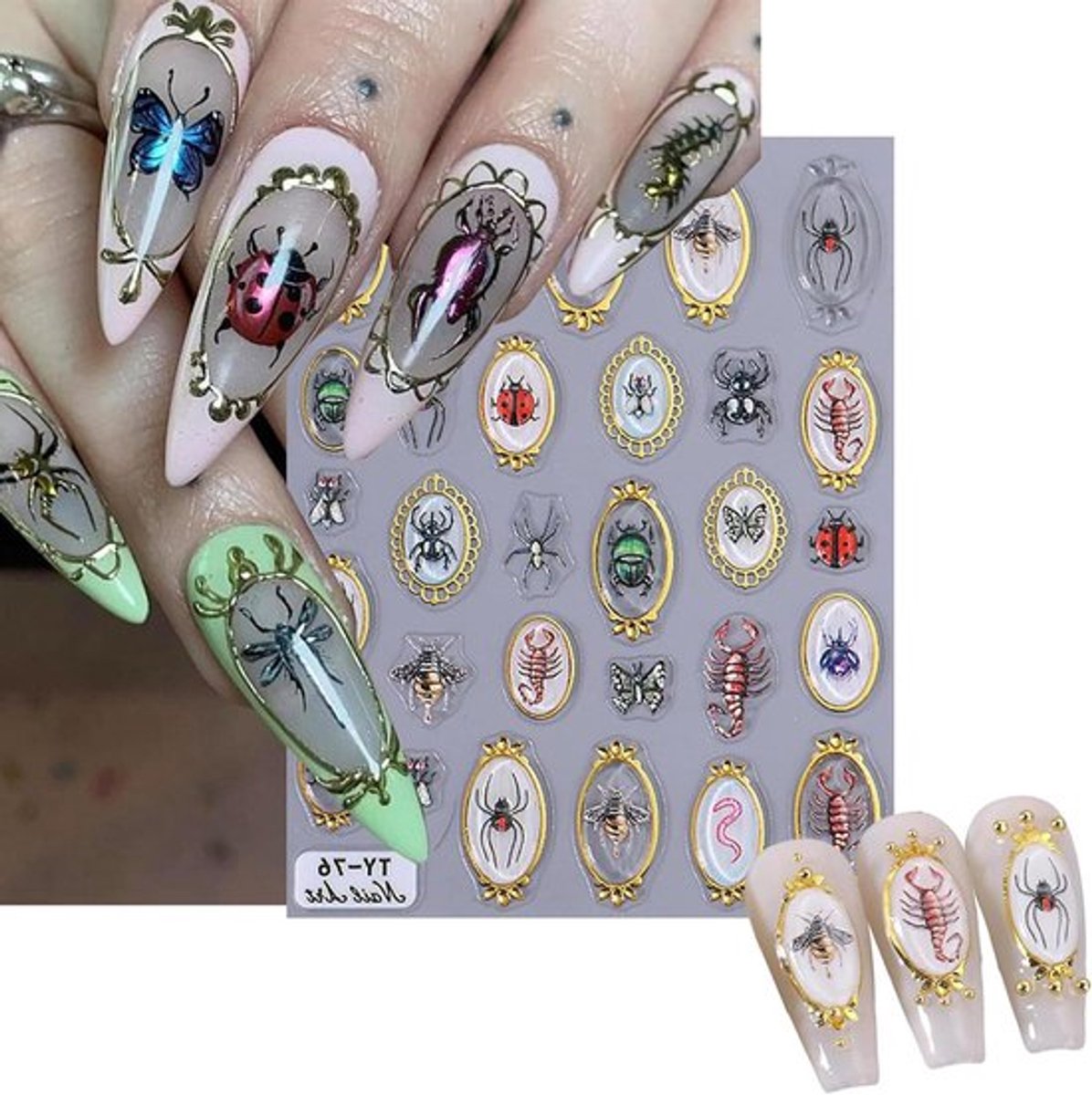 5D Reliëf Nagelkunst Stickers | Insectennagel Stickers - Allecto Plus