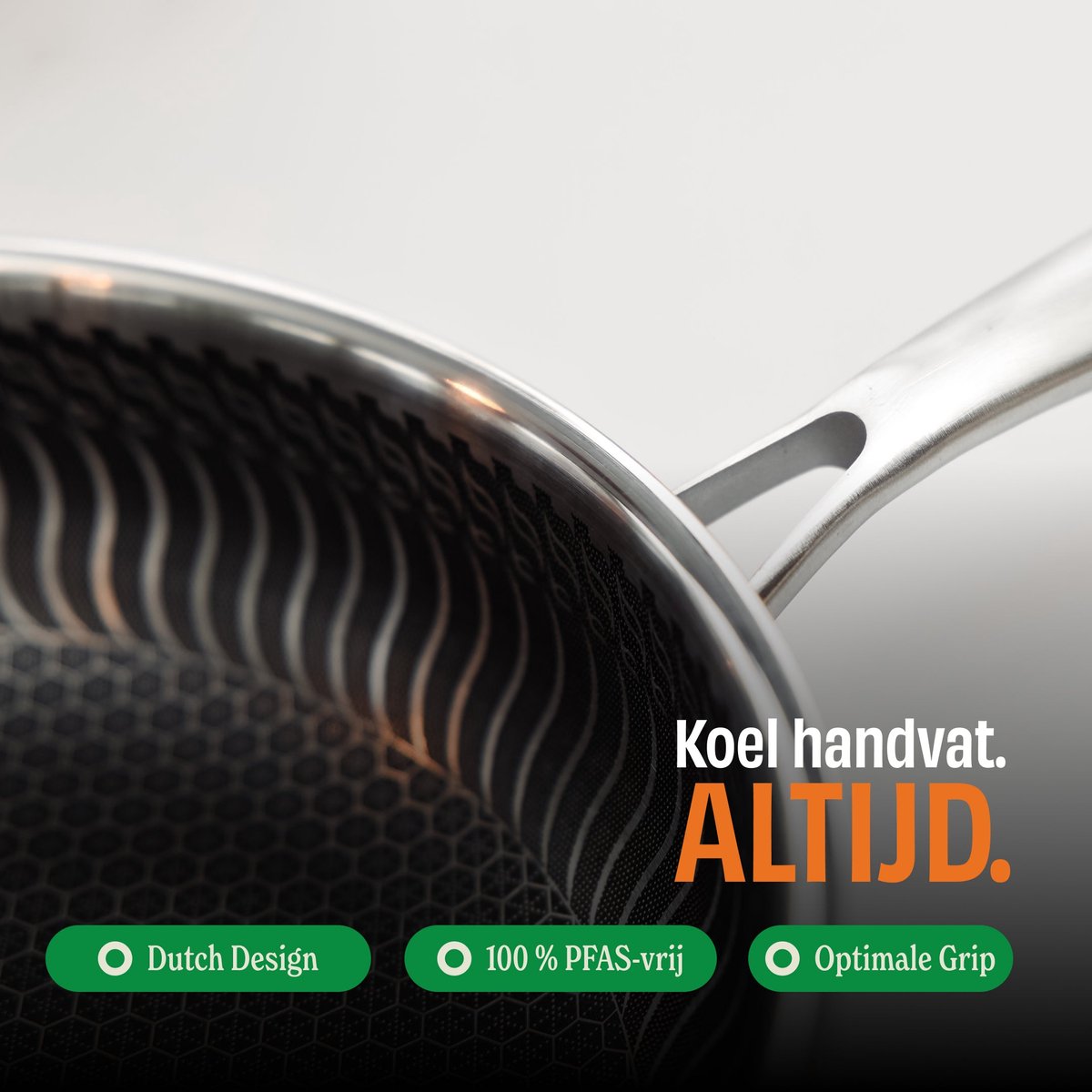 Cook & Pan Honey 9-Delige Pannenset RVS - PFAS vrij - Alle Warmtebronnen - Pannen Set 7 jaar Garantie - Krasbestendige Anti Aanbaklaag - Vaatwasserbestendig - Koekenpan, Wokpan, Steelpan, Hapjespan, Kookpot - Gas, Inductie, Elektrisch, Oven – foto 2
