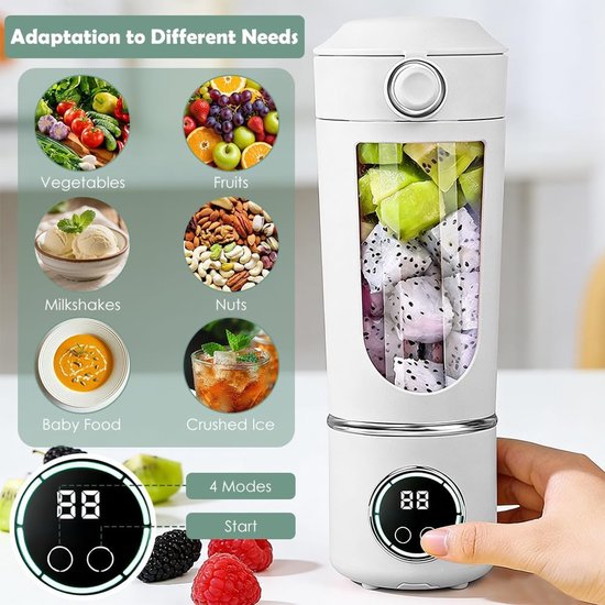 Smoothie Maker - Mini Blender - Gezonde Drankjes Maken - 12 Krachtige Messen - 700 ml - Wit — afbeelding 2