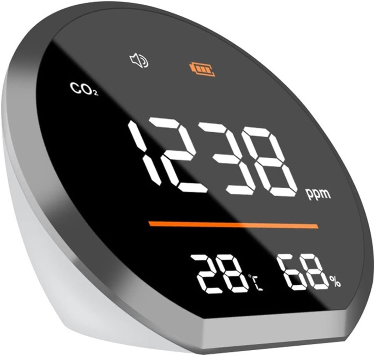 Gaslekdetector Kooldioxidedetector - CO2 meter - Luchtkwaliteit meten - Instelbare alarmdrempel - 100 x 95 x 65 mm - One Color