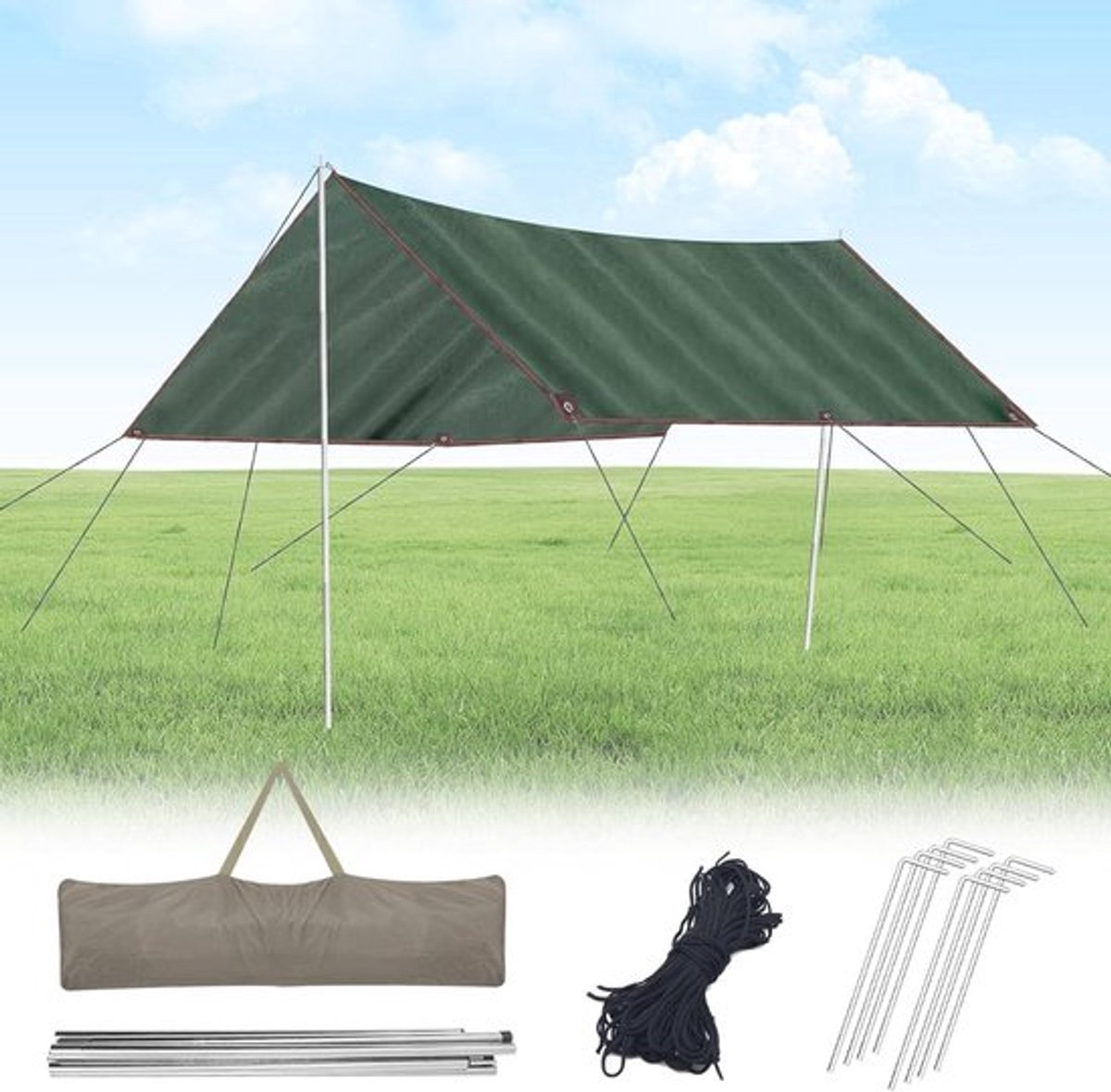 Waterdicht campingzeil 3 x 3 m voor outdoor - Allecto Plus