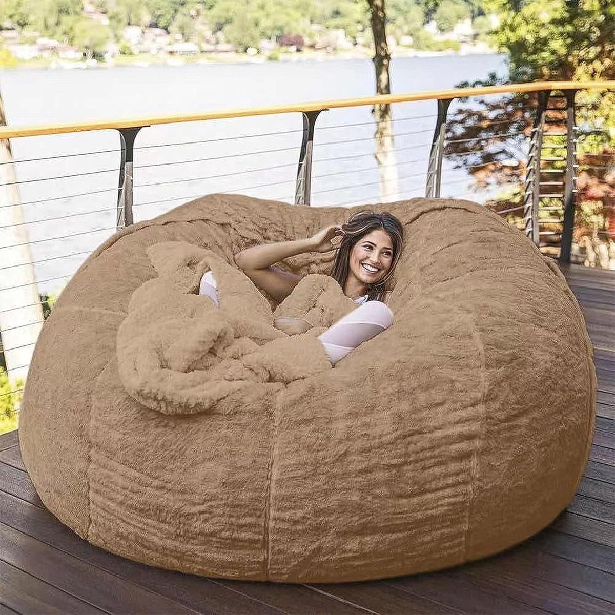 Zitzakhoes - Fauteuilhoes Lui Bankhoes - Ontspannen Zitten - Super Zacht Luxe - 180 x 90 cm - Bruin