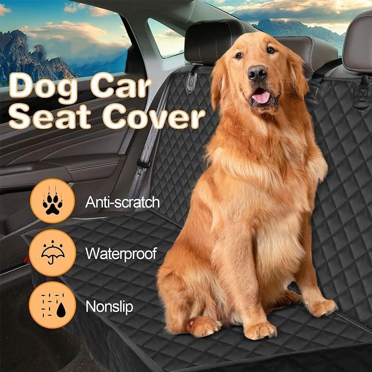 Hondendeken Auto - Beschermhoes Hond - Reizen met Huisdier - Waterdicht Antislip - Naadloze Aansluiting - Zwart
