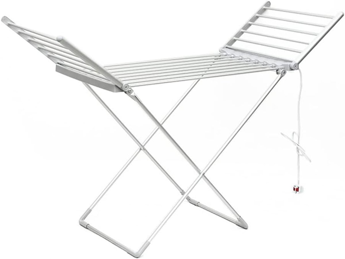 Kleding Droogrek Droogmolen Elektrisch Kleding Drogen Opvouwbaar Ontwerp L47.5 X B53 X H94cm Zilver