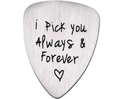 Gitaar Plectrum - Bas Kiezen - Muziek Maken - Unieke Tekst - Medium - Zilver