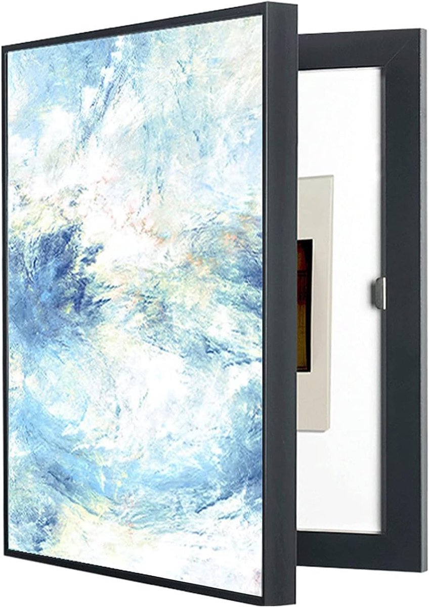 Meterkast Deksel Decoratief - Elektrische Paneel Decoratie - Verberg Meterkast - Magnetisch Frame - 40x50cm - Zwart