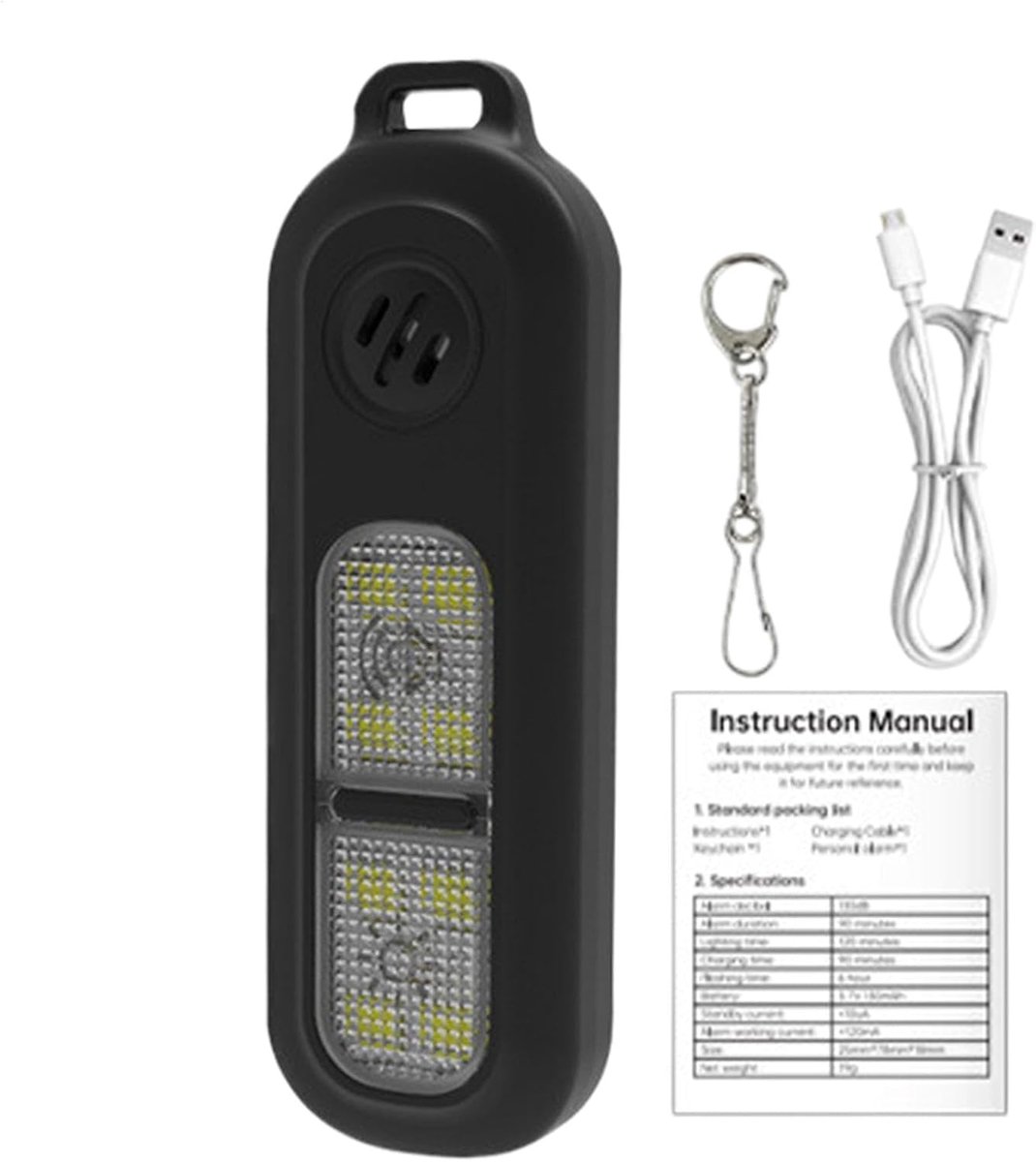 Persoonlijk Alarm - Veiligheidsapparaat - Zelfverdediging - Luid 130dB Geluid - 8.5 cm Lengte - Zwart