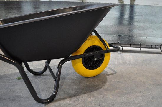 4.00-8 kruiwagenwiel - anti-lek band en zwarte kunststof velg - 150 kg maximale belasting - 20 mm asgat/naafdiameter - inclusief rollager, as en afstandshouders — afbeelding 5
