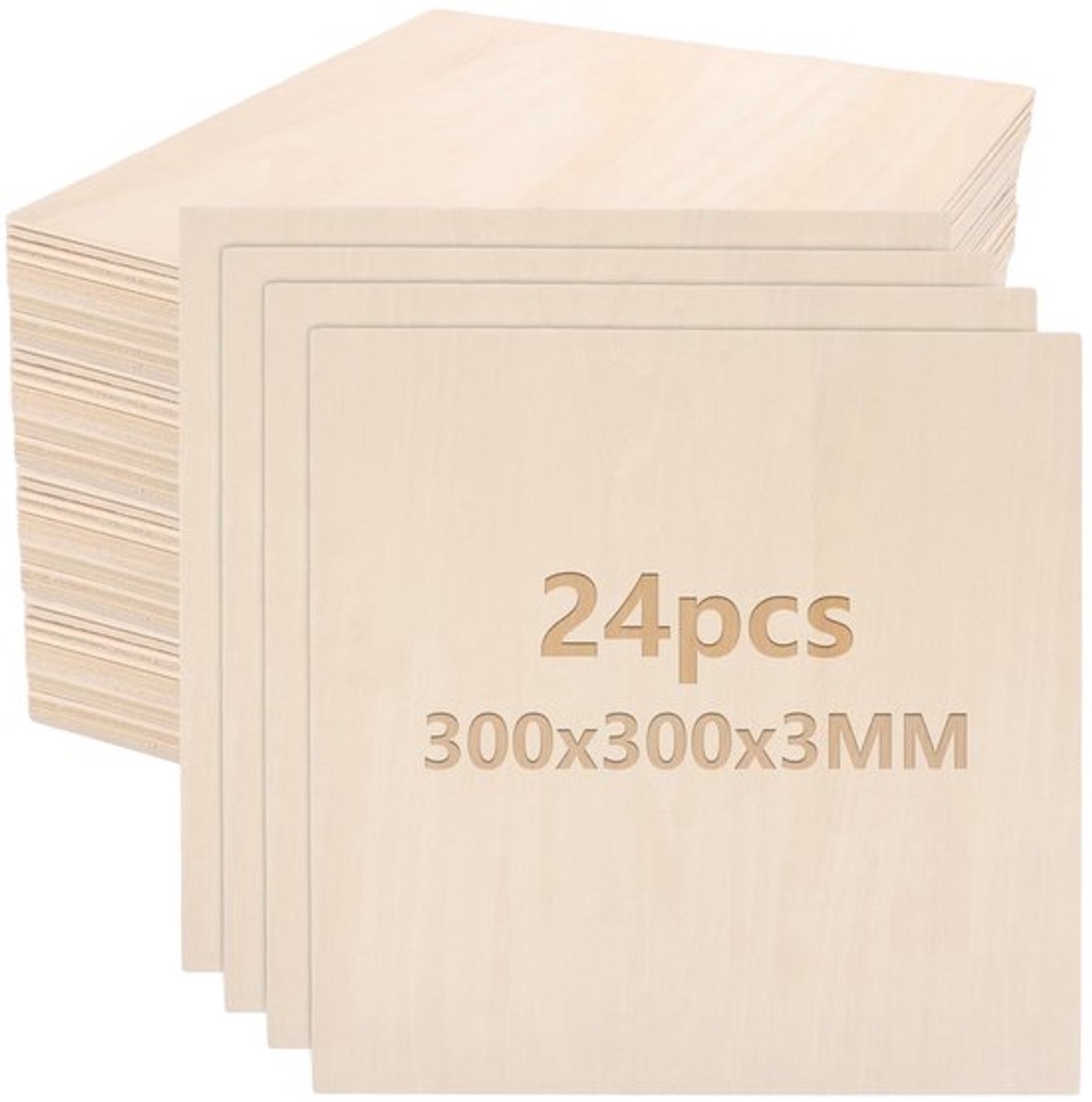 Allecto - 24 Stuks - Multiplexplaat - Perfect voor Knutselen - 300 x