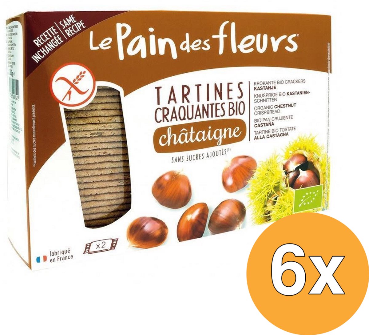 6x Le Pain Des Fleurs Tamme Kastanje Crackers Bio (300 gr)