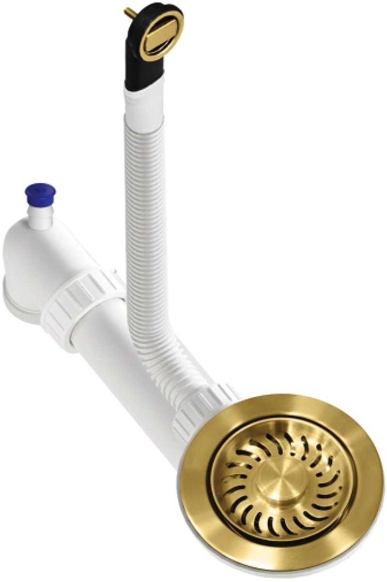 Pure.Sink Universal korfplugset Goud, afvoerset spoelbak incl. overloop rond WSTMAN-60-R
