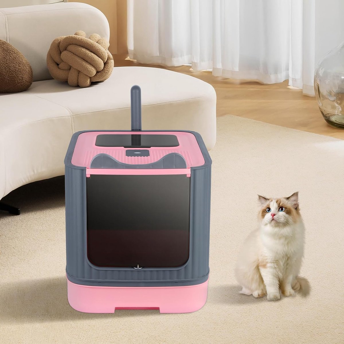 Opvouwbaar Kattentoilet - Kattenbak Lade - Hygiënisch Huisdier - Afneembaar Onderste Vak - 445 x 365 x 345 cm - Roze