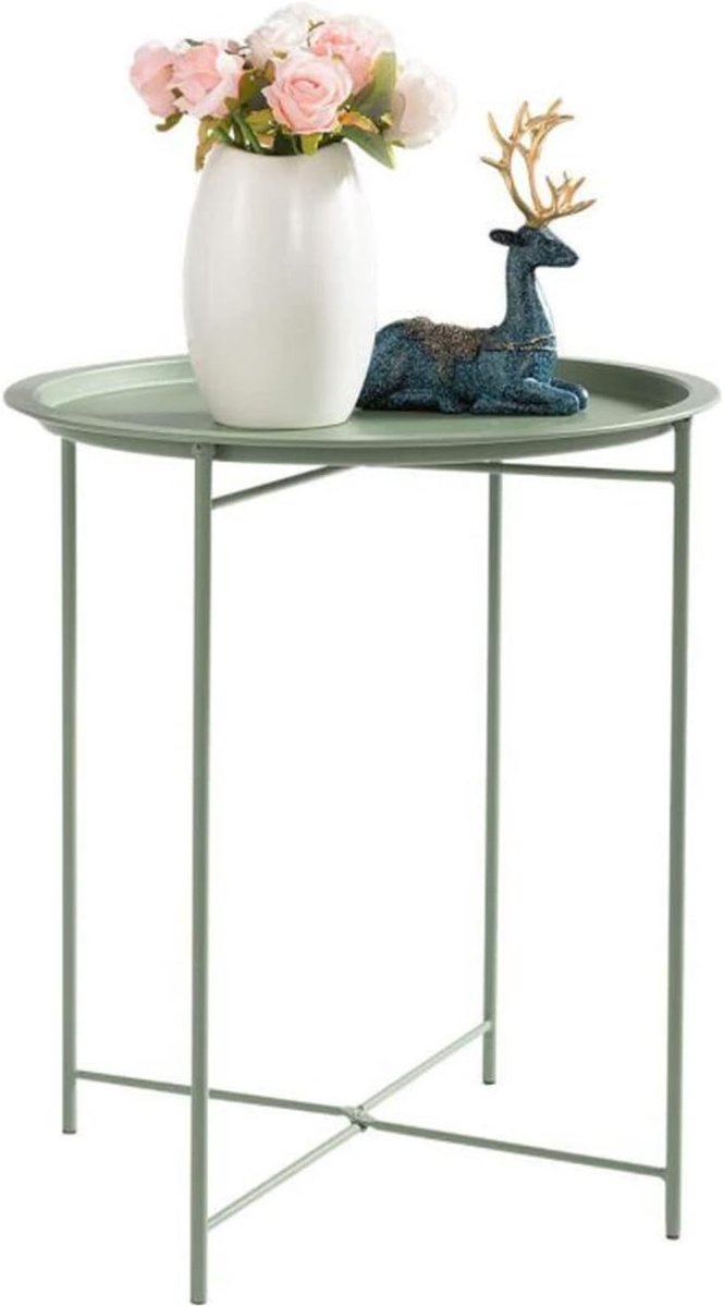 Ronde bijzettafel - Afneembare tray tafel - Drankjes en snacks serveren - Inklapbaar en weerbestendig - 45 x 50 cm