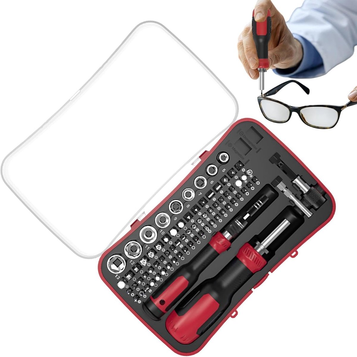 Ratel Schroevendraaier Set - Reparatietool Dubbelopenend - Meubels Monteren - 77-in-1 Bits Assortiment - 22x15x4.5 cm - Niet gespecificeerd