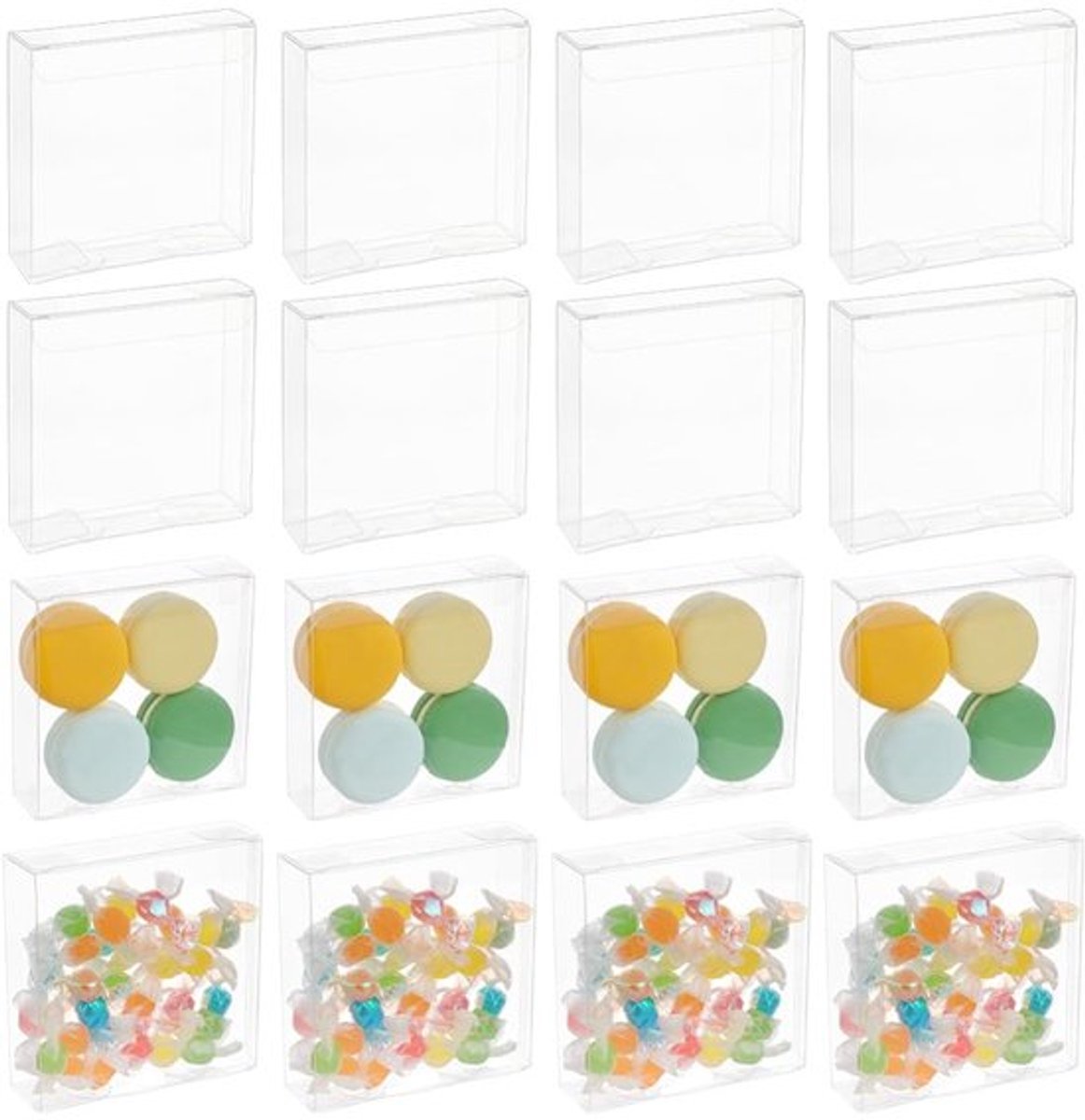Dailygoods- Geschenkdozen 72 stuks - Rechthoekig 10x10x3cm - PVC Transparant