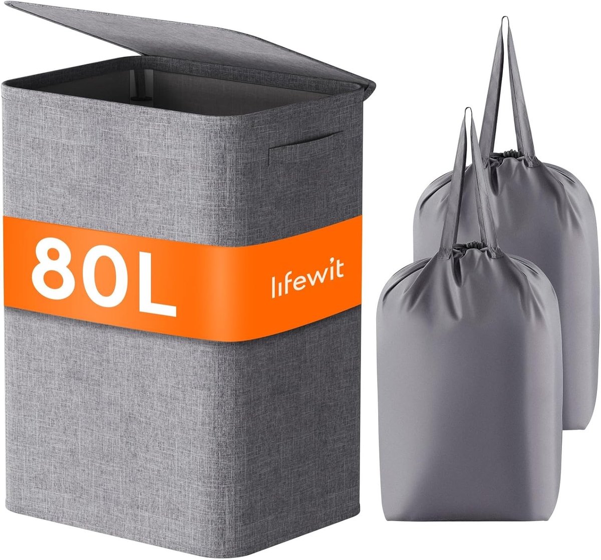 Grote Wasmand - Grijs - Waterdicht Oxford-stof - 80 Liter Capaciteit - Voor Badkamer en Slaapkamer