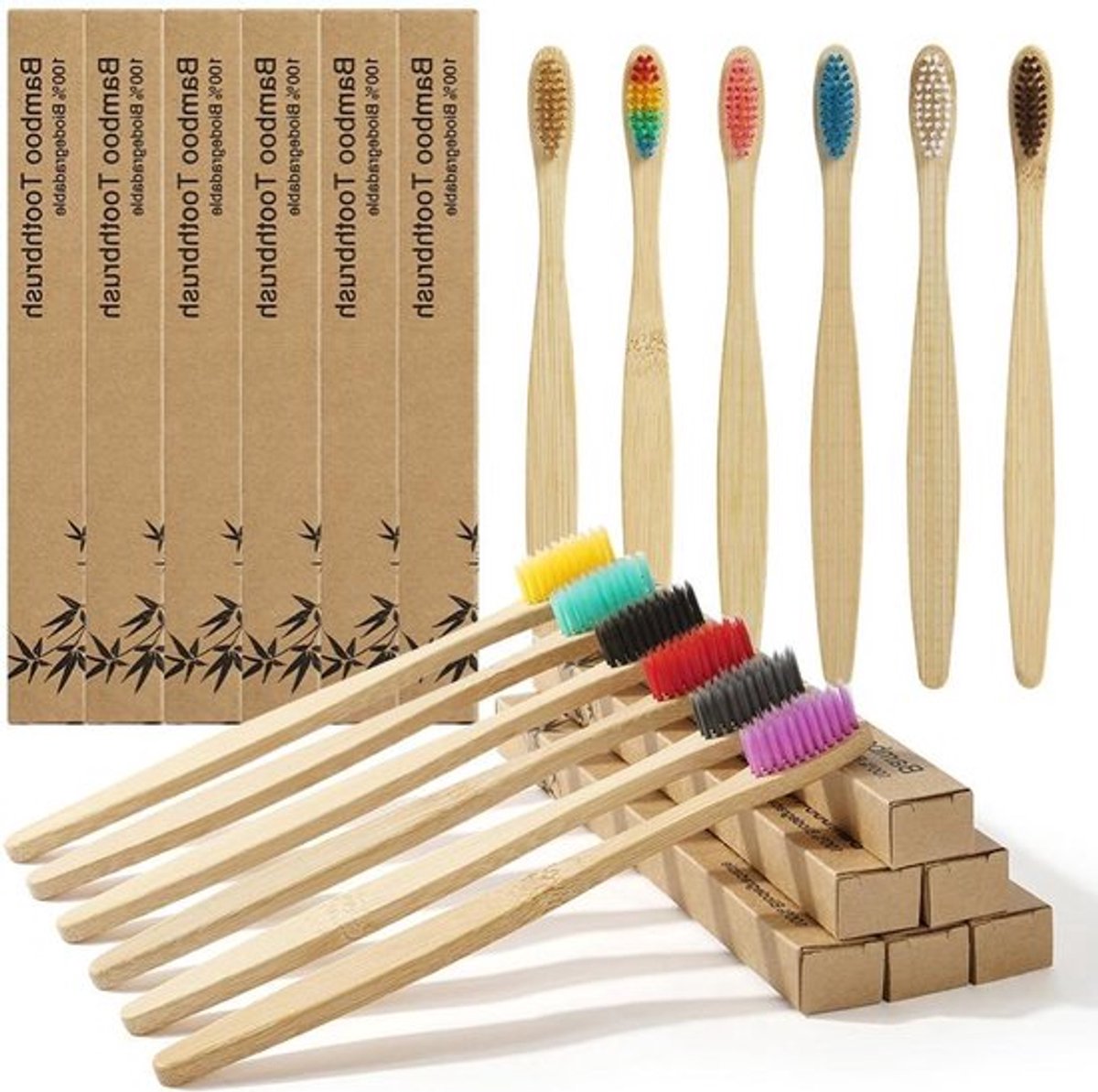 Bamboe tandenborstel set van 12 stukken, biologisch.