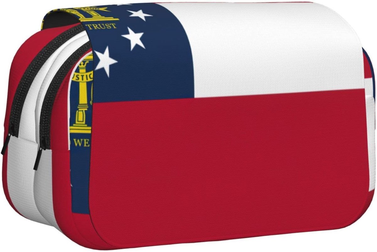 Etui met Print - Pennentas Organizer - Briefpapier Opbergen - Duurzaam Oxford Doek - Ruim 50 Pennen - Zwart