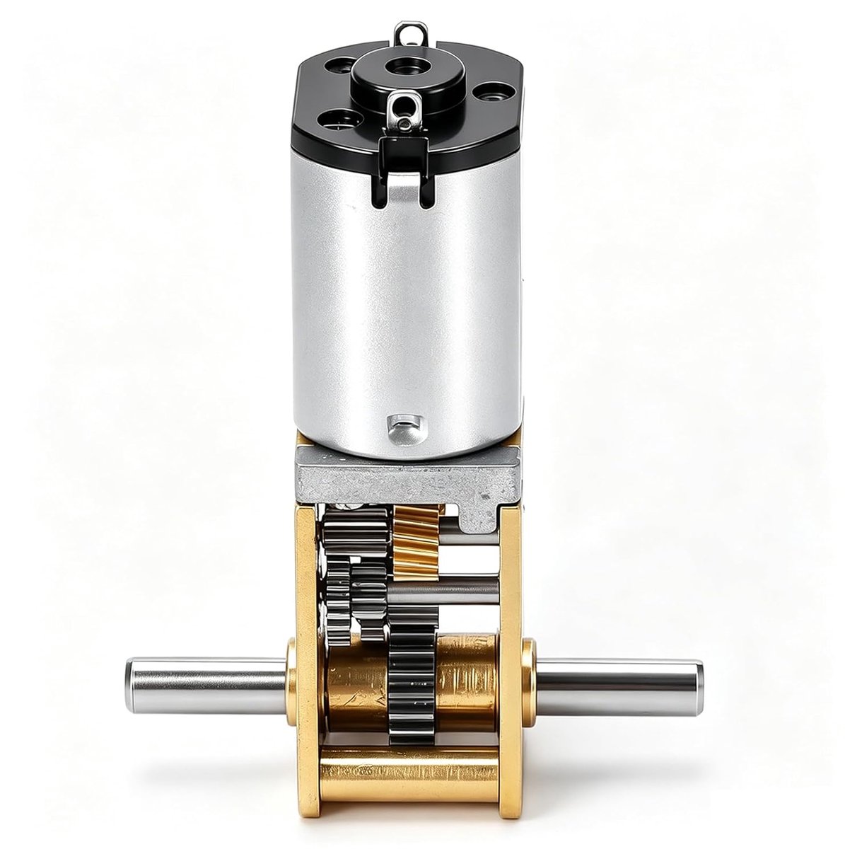 Reductiemotor Dubbele As - Gelijkstroom Motor - Automatisering Instrumenten - Volledig Metalen Lichaam - DC6V 100RPM - Zilverkleurig