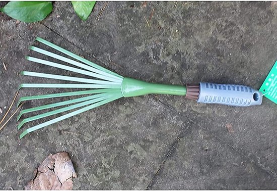 Tuinhark - Bladhark 9 tanden - Gras en bladeren harken - Ergonomische handgreep - 16x39 cm - Zwart — afbeelding 3