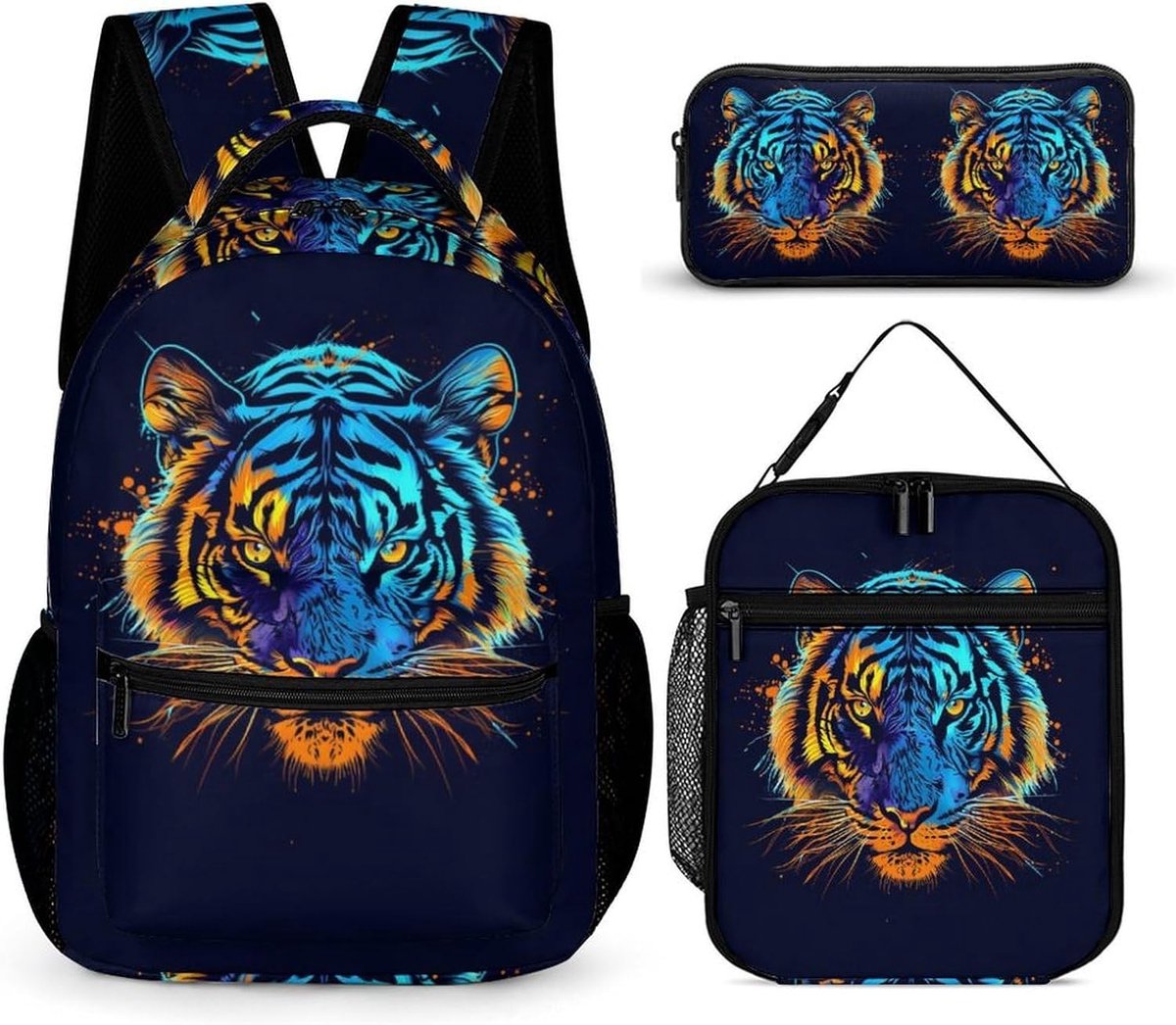 Boekentassen Set - Schooltas met etui - Naar school gaan - Dierenprint - 43 cm hoog - Multicolor