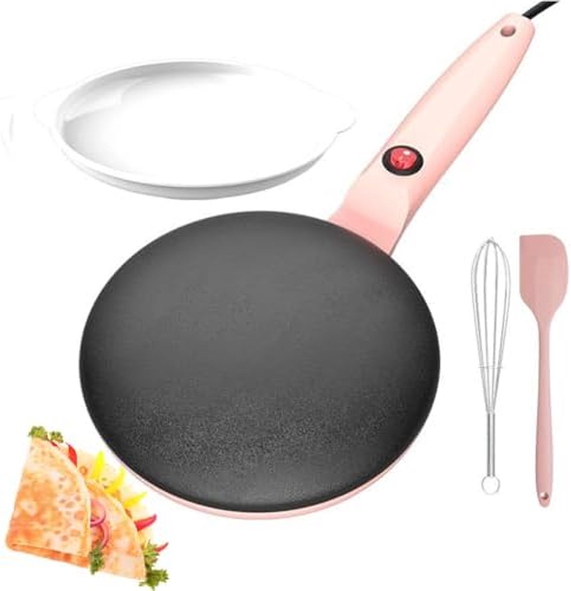 Elektrische Pannenkoekenmaker - Handheld Maker - Ontbijt Maken - Automatische Thermostaat - 20 cm - Roze