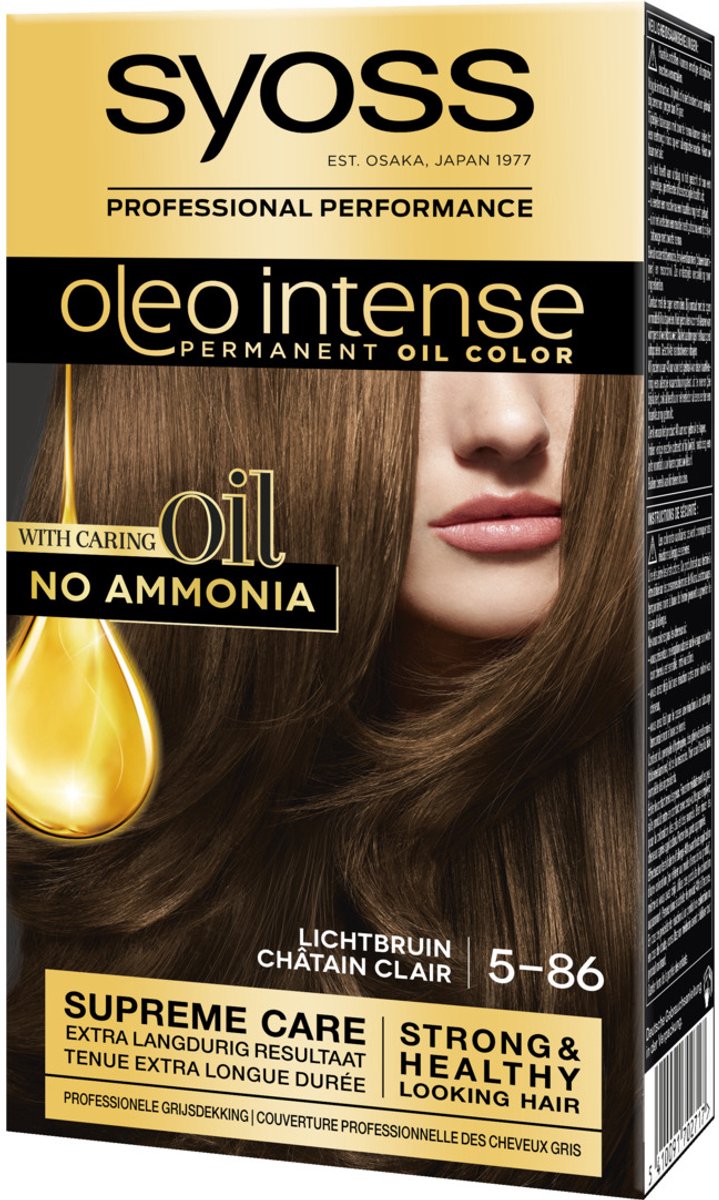 Bol.com Syoss Oleo Intense 5-86 Haarverf - Lichtbruin - Permanente Haarkleuring - Ammoniakvrij - Met Voedende Oliën - 100% Grijs... aanbieding