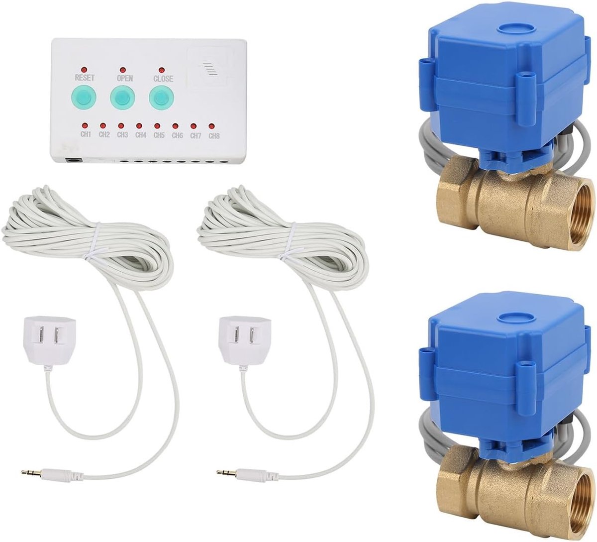 Slimme Waterlek Sensor met Dubbele Ventiel en Geluidsalarm - Automatische Afsluiting en Ov