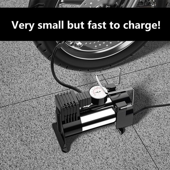 Draagbare Bandenpomp - Luchtpomp Auto - Banden Oppompen - Multifunctioneel met Adapters - 14.96 inch slang - Zwart — afbeelding 3