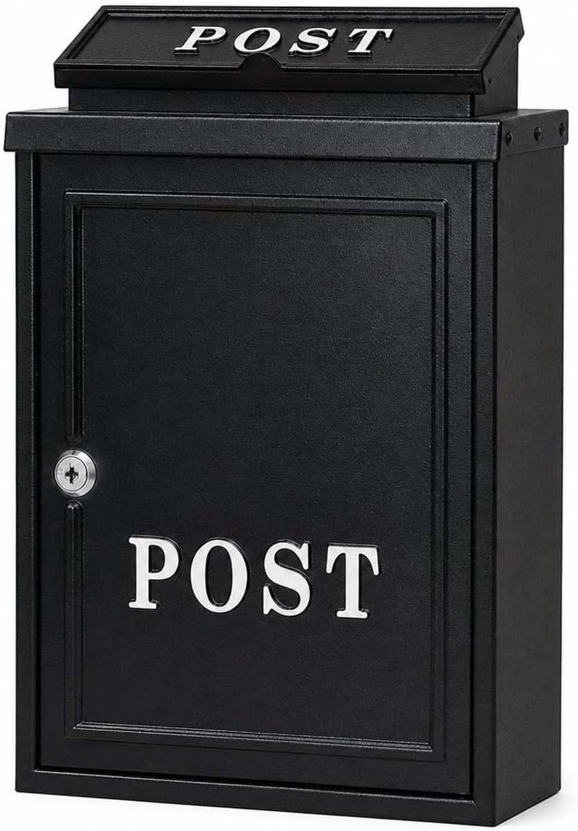 Metalen Brievenbus - Wandbrievenbus Buiten - Post Veilig Ontvangen - Afsluitbaar met Sleutels - 290x135x415 mm - Zwart