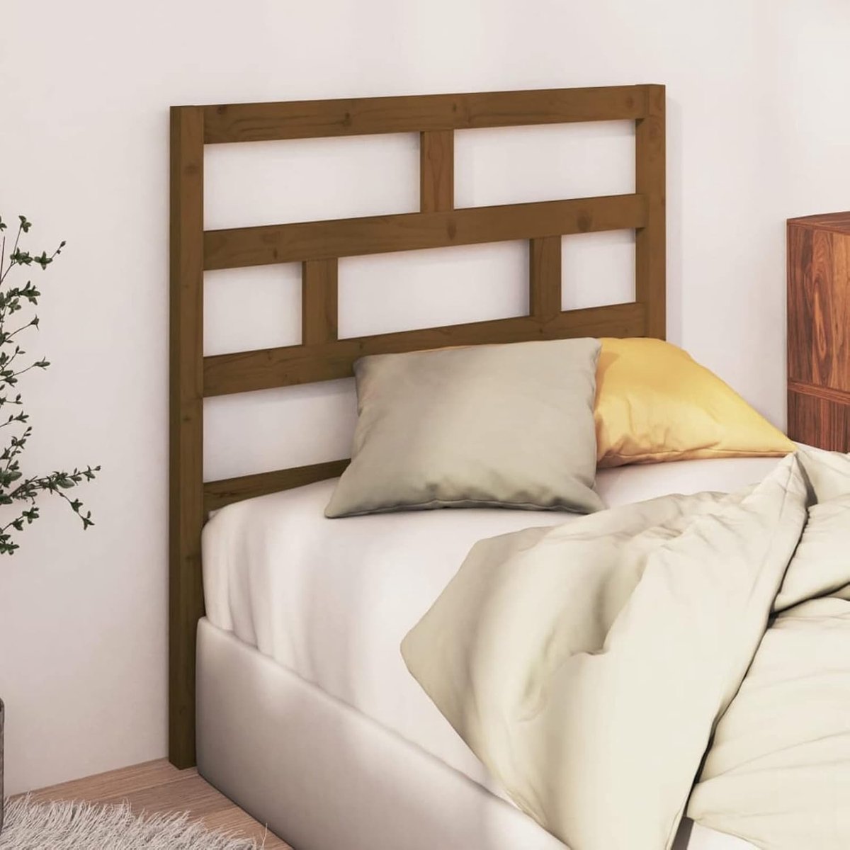 Hoofdbord voor bed - Paneel hoofdeinde - Bed completeren - Massief grenenhout - 96 x 100 cm - Bruin