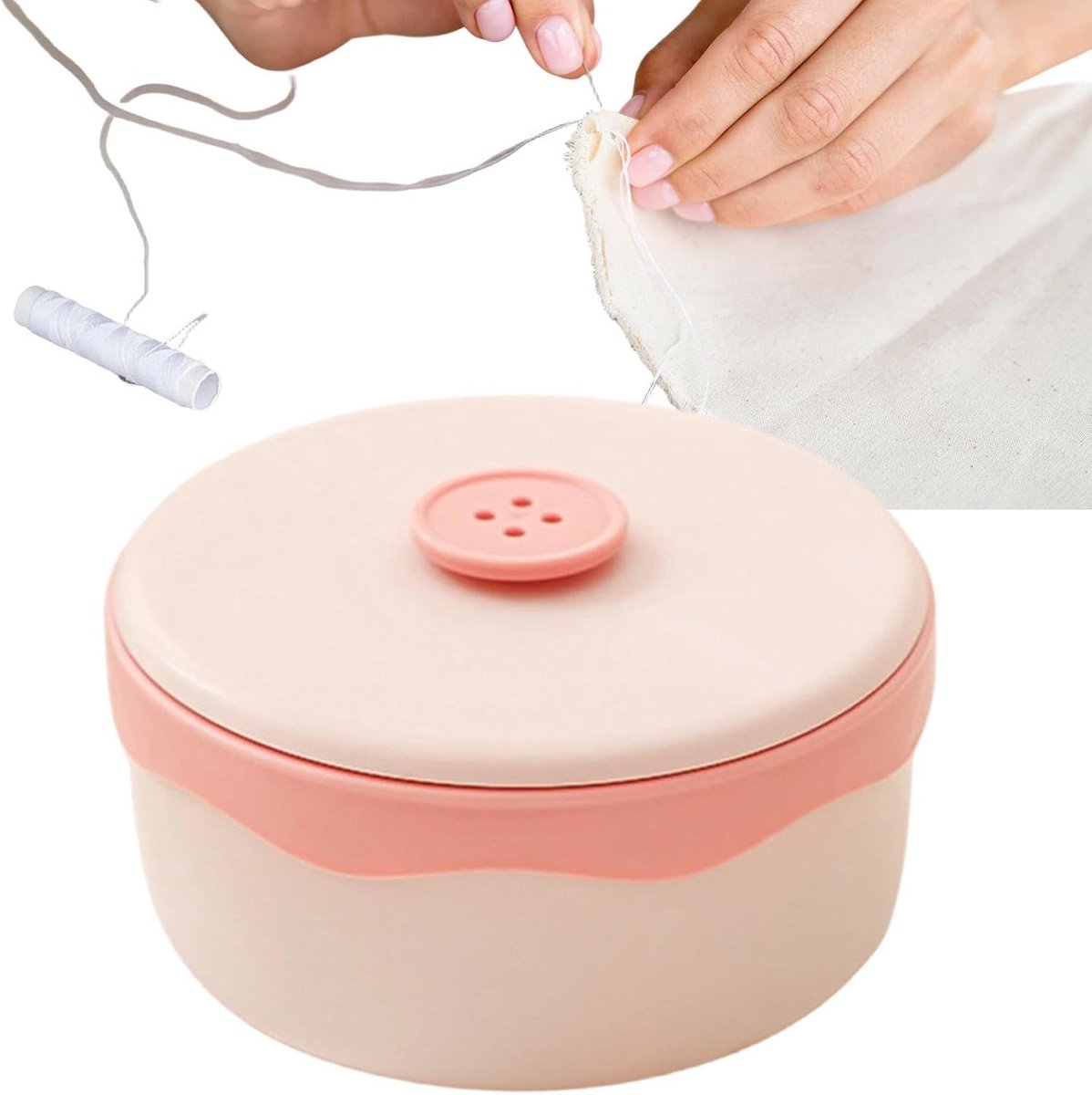 Naaidoos Set - Compacte Organizer - Handwerken Thuis - Magnetische Naaldhouder - 12.5 cm - Grijs