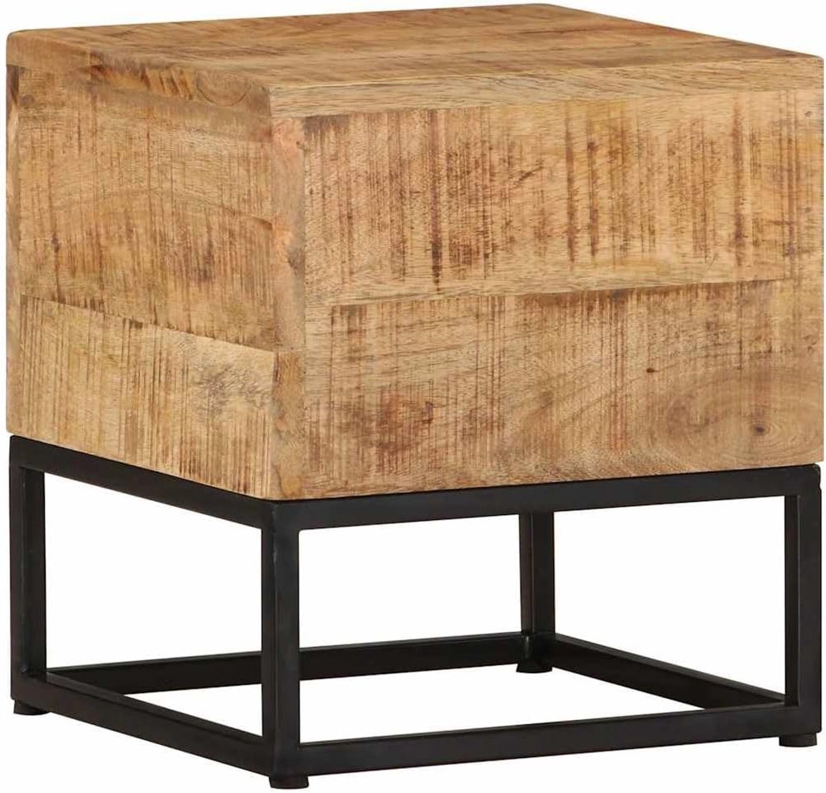 Bijzettafel Mangohout - Nachtkastje Tafel - Woonkamer Decoratie - Unieke Houtnerf - 30 x 30 x 33 cm - Origineel