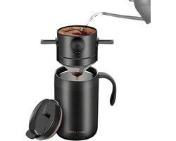 Reis Koffiezetapparaat - Draagbare Koffiemaker - Outdoor Koffie Zetten - Dubbelwandige Isolatie - 1 Mok - Zilver