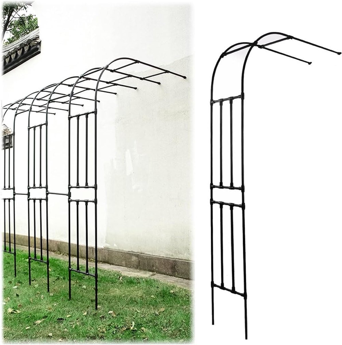 Tuinboog Klimplanten - Rozenboog - Decoratieve Tuin - Stevig Metaal - 60 x 240 cm - Zwart